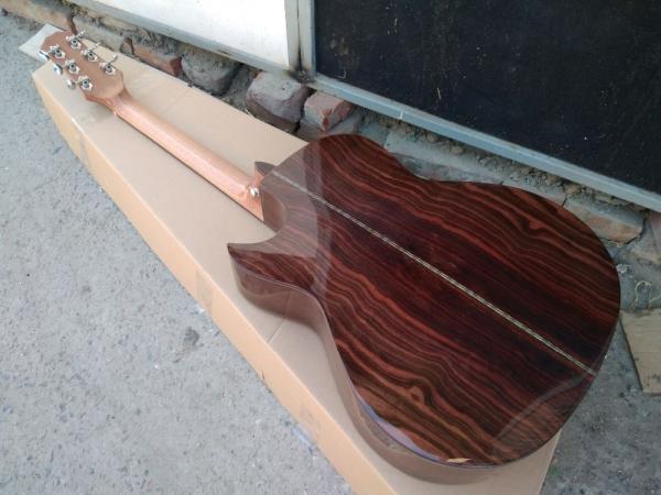 AAAA handmade all Solid ebony wood single cut guitar 14 frets imported wood armrest GA acoustic electric guitar