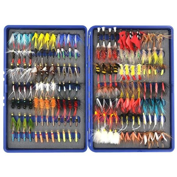 168pcs/Set Fishing Lure Kit Trout Dry Wet Nymph Streamers Fly Fishing Lure Kit