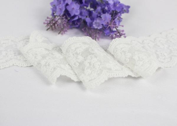 Off White Floral Net Embroidered Lace Trim For Girl's Sock 100 % Cotton