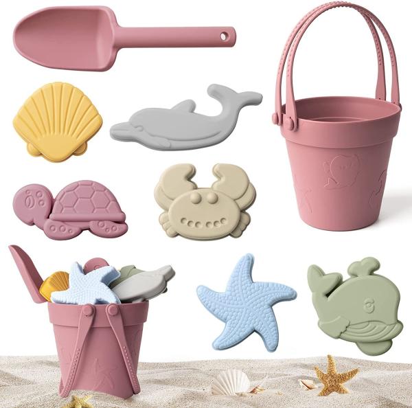 Silicone Educational Toys Bucket Molds Set Kids Beach Silicone Sand Toys