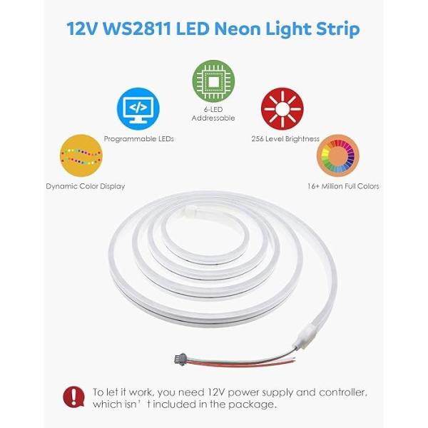 8x16mm 12V Digital RGB Pixel Neon LED Strip Light