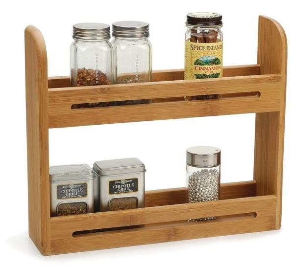 Garrafas de cozinha Bamboo Especiarias Estante Holder Prateleira de madeira Contador Top 39.67x12.2x38.1 Cm