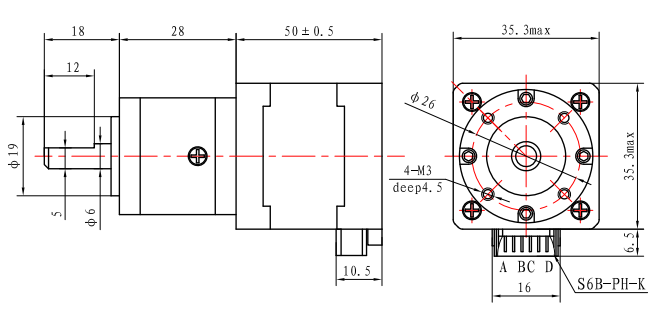мотор Casun коробки передач мотора 12V NEMA 14 35mm зацепленный Stepper планетарный