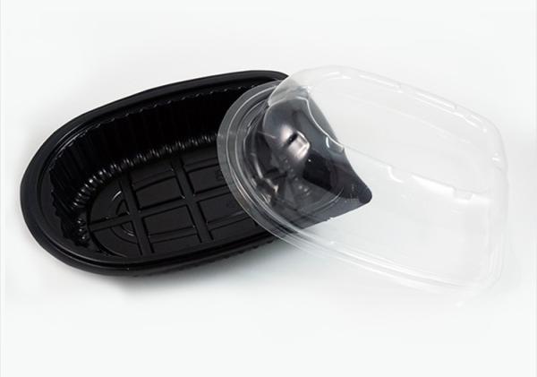 Transparent PP Roast Chicken Plastic Container Black Bottom Anti Fog Lid