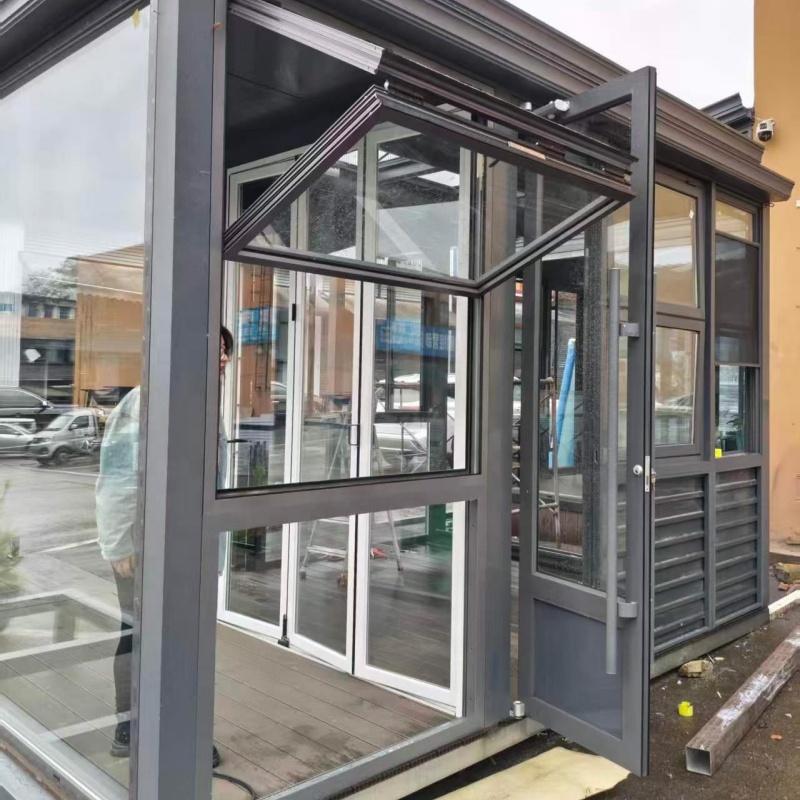 Modern Aluminum Vertical Foldable Door Window Combination Thermal Insulation Double Glass Soundproof Bifold Window Commercial