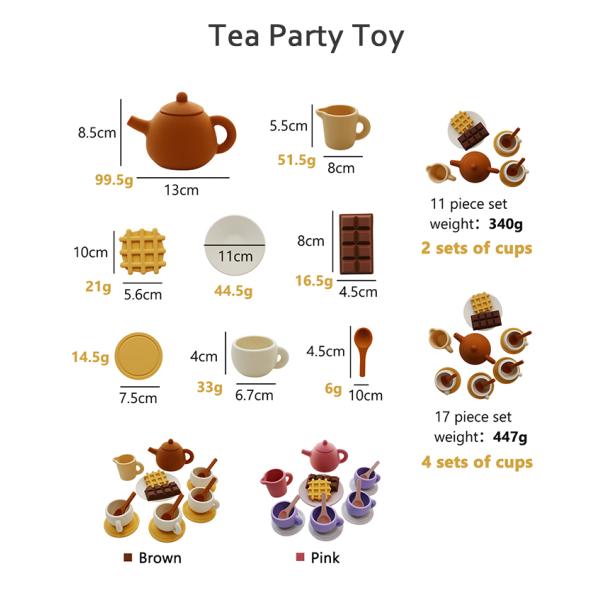 CE Safety Standard Baby Silicone Toys With Silicone Toy With Teapot Set 17PCS