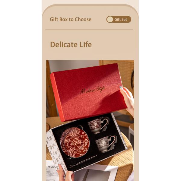 Цветочный дизайн керамический подарочный набор для девушек 200 мл чашка и тарелка с подарочной коробкой