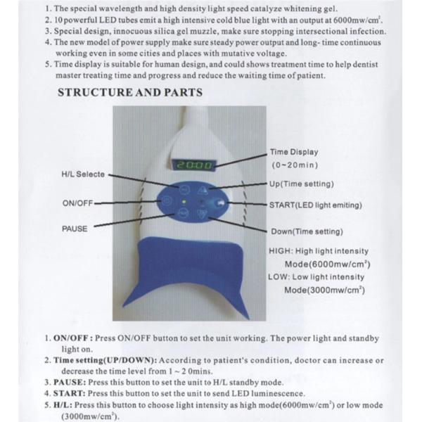 Зубы забеливая свет СИД машины отбеливания зубоврачебный мини - голубую красоту СИД