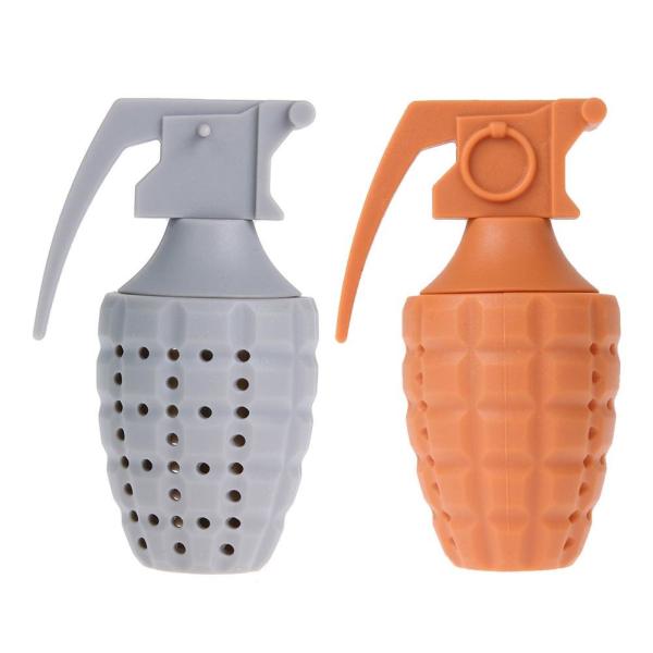Funny Unique Customized Colour Cool Hand Grenades Shape Silicon Silicone Tea Bag Strainer Infuser Tea Ball