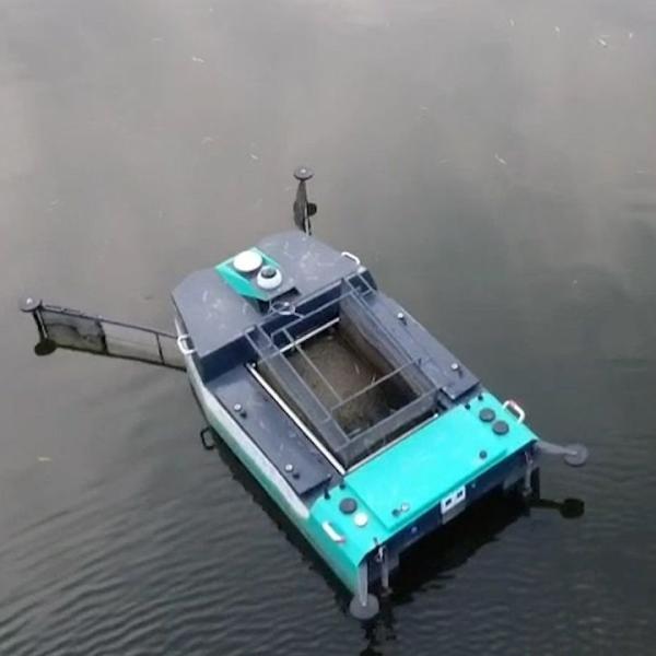 Double Vessel Netting Unmanned River Cleaning Boat Autonomous Obstacle Avoidance