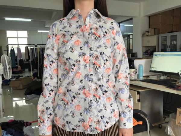 100% Cotton Ladies Casual Print Shirts 2 Color Floral Blouse Long Sleeve