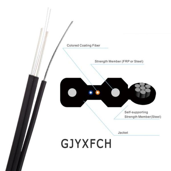 2 núcleos G657A1 fibra GJYXCH GJYXFCH FTTH cabo drop ao ar livre