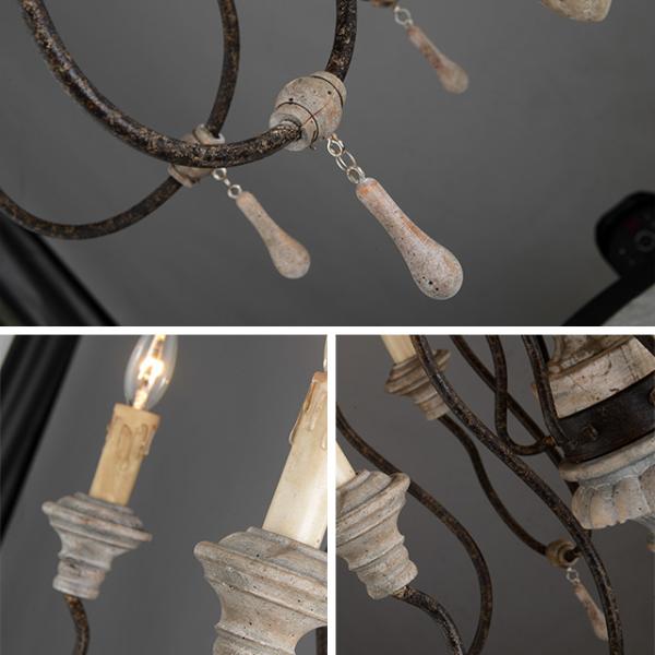 Mango wood chandelier Classic wooden and iron chandelier (WH-CI-31)