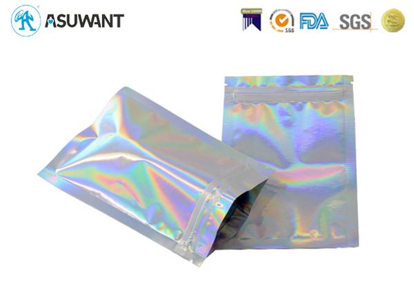 Holographic Weed Aluminium Foil Mylar Zipper Bags For Candy