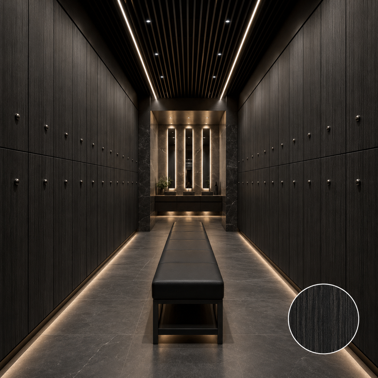 Dark Wood Grain HPL Compact Laminate Lockers Luxury Gym Changing Room Storage Cabinets
