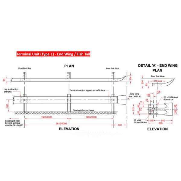Highway Guardrail M180 Hot Dip Galvanized W Beam 2.7mm Thickness
