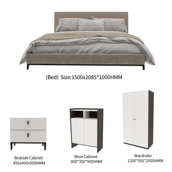 China Manufacturer Contemporary Apartment Bedroom Furniture Bed Wardrobe Desk Combination