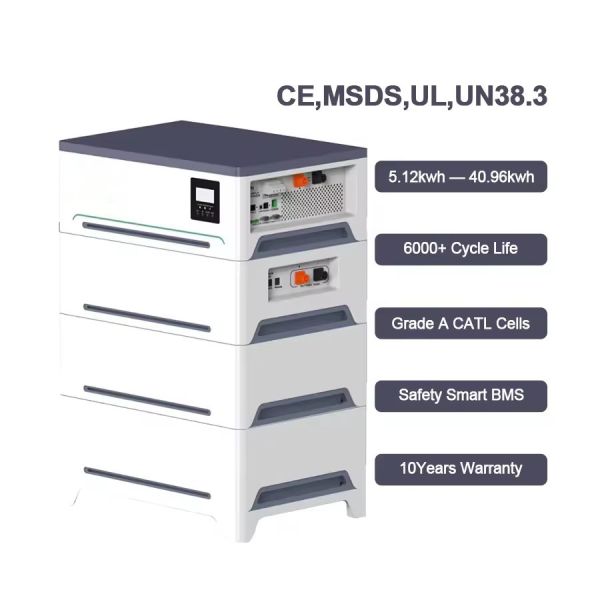 51.2V 200Ah 10.24kWh Stacked All-in-One Solar Energy Storage System 5kW Hybrid Inverter For Home PV Backup