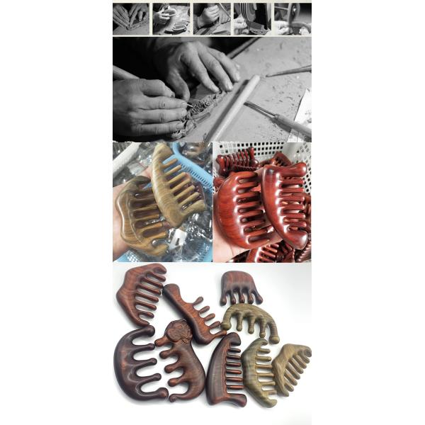 Wooden Wide Teeth Comb Head Meridian Massage Instrument for Anti Static Hairdressing