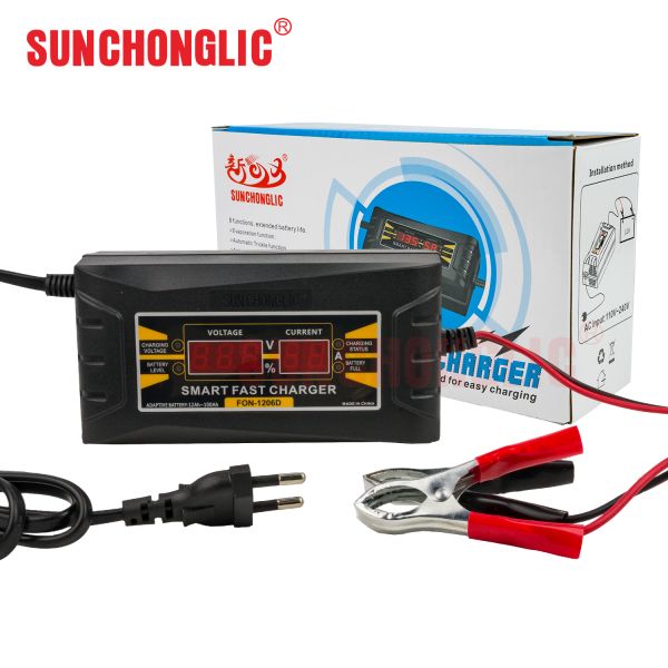 12V 6A Smart PWM Battery Charger with LCD Display for Lead Acid Batteries
