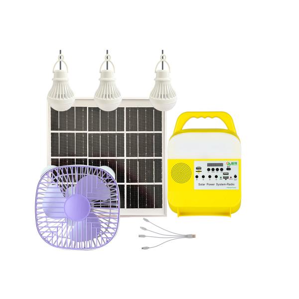 Mini Portable Solar Charging Station Solar Powered Lighting Radios System Kit For Home Use with fan