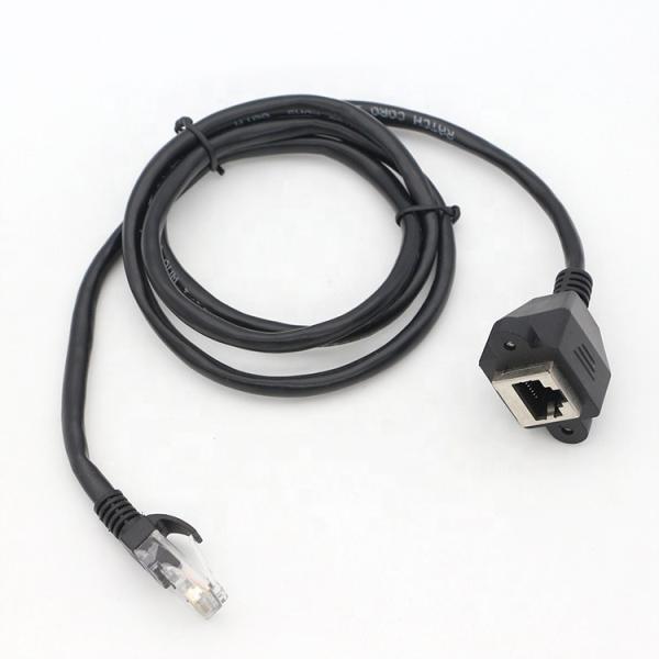 Custom 6FT Screw Locking Stud Network Ethernet Female Socket RJ45 Panel Mount Extension Cable