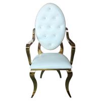Chaise de mariée et marié populaire, grande chaise ovale dorée, or X-leg pour les mariages.