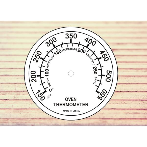 58mm  Diameter Hanging Oven Thermometer Stainless Steel Glass Lens Inside