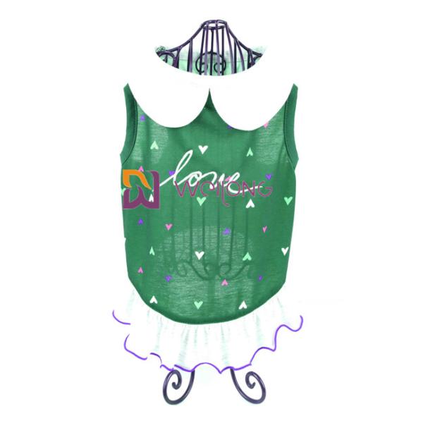 Digital Print Embroider Pet Dress Love Poly Jersey Custom Summer Heart Woven Collar Dog Dressing Gown