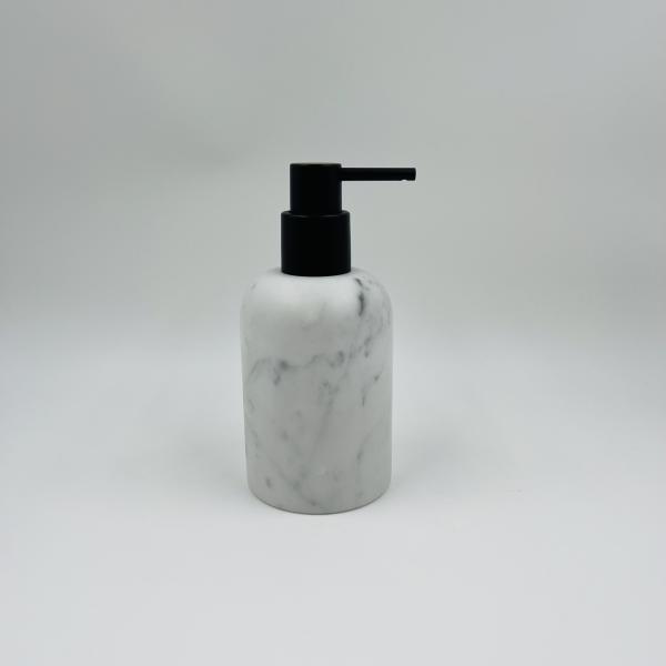 Калала белый натуральный мрамор аксессуары ванной комнаты набор круглой формы с черным насосом мраморный мыломатор