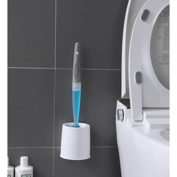 Bathroom Oem Toilet Bowl Cleaning Brush Silicone Plastic Holder Head Soft Tpr