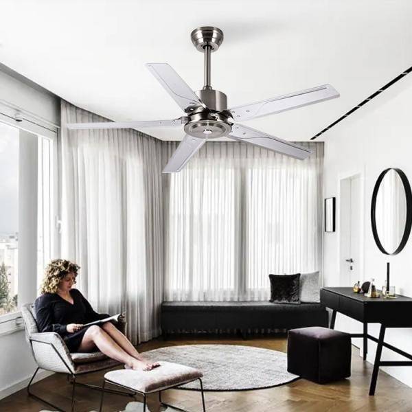 Loft Style 52 Inch 110VAC Metal Blade Pedestal Ceiling Fan Time Setting RF Remote Control