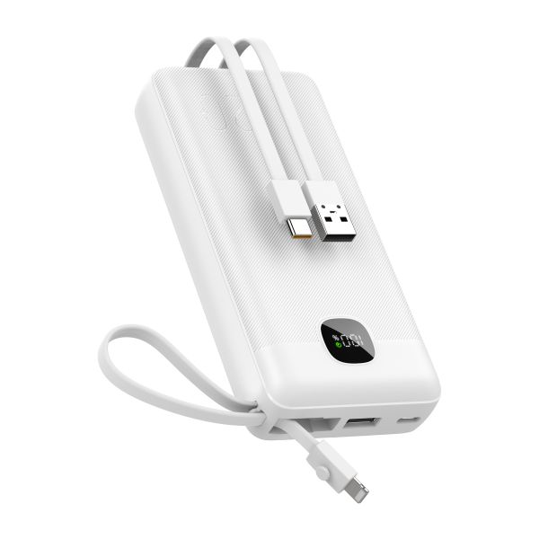 20000mAh Portable Power Bank 22.5W Digital Display USB Input 3 Cables