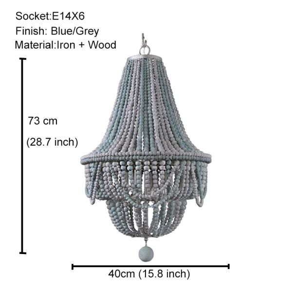 Gold Chandelier Wooden Beaded Lighting Fixture Fringe Hanging Light Silas Chandelier (WH-AP-652)
