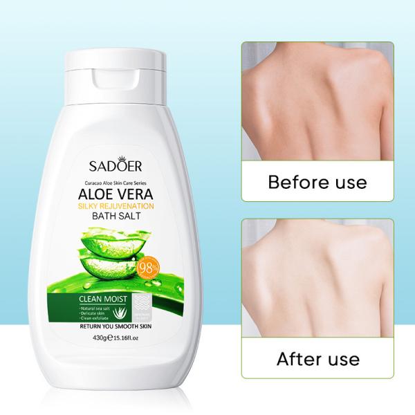 Exfoliating macio da luz da lavagem do corpo de Vera Bath Salts Smoothing Skin do aloés 430g