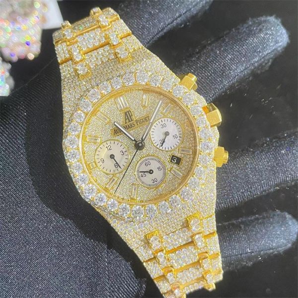 VVS1 Moissanite  Watches Piguet 41 Mm Iced Out Ap Watch For Unisex