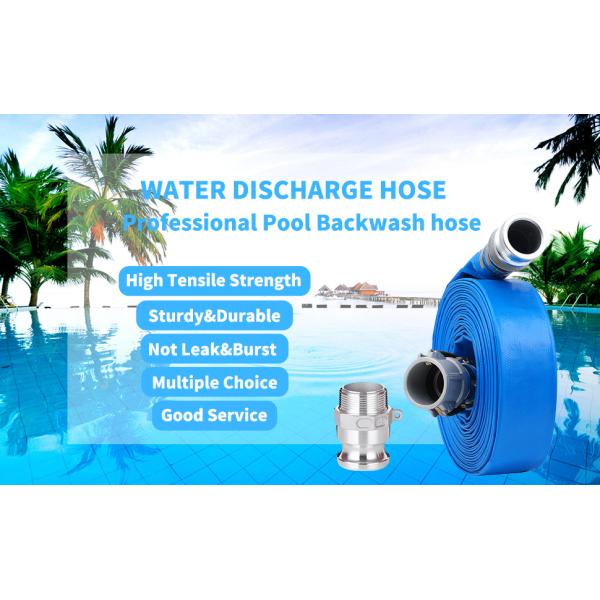 PVC Lay Flat Pump Discharge Hose With Aluminum Camlock C & E Fittings, Cam Lock Fitting Type F included, Heavy Duty