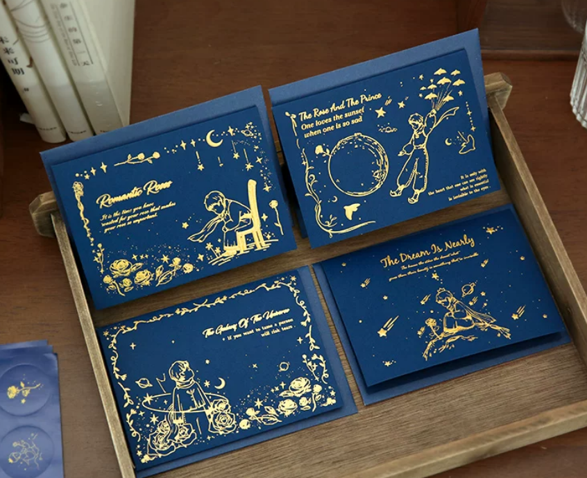 Luxury Hot Stamping Greeting Card Sets With Envelopes And Sealing Stickers