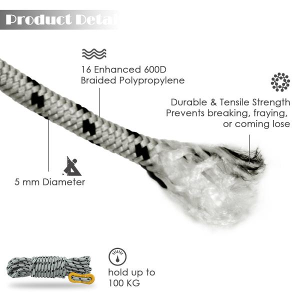 MulitiFunction Windproof Nylon Cord 5m Camping Guy Ropes