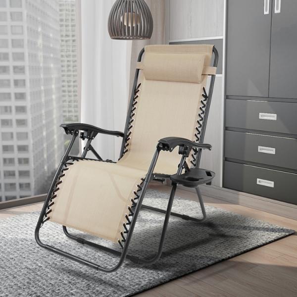 None Logo Outdoor Beach Patio Garden Camping Hiking Portable Folding Steel Recliner Chaise Lounge Chair