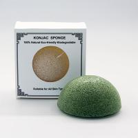 Escuro - a esponja Konjac facial Halfball do hemisfério verde enfrenta a esponja para a pele oleosa
