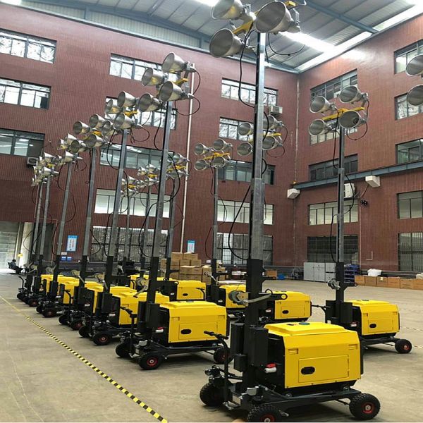 Construction Movable Diesel Light Tower 9m High Mast Telescopic Diesel Light Tower Trailer Light Tower