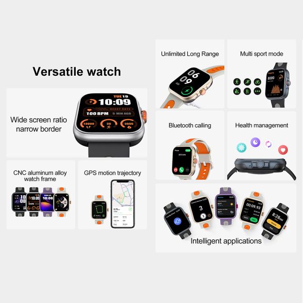 GPS Sport Smart Watch with AMOLED HD Screen Multi Sports Mode Heart Rate bright screen