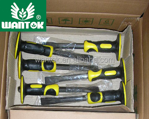 Professional Masonry Chisel With Hand Guard 12 inches Heavy Duty Flat End Rock Chisel