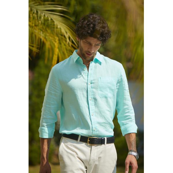 Water Green Long Dress Business Linen Men'S Pajamas