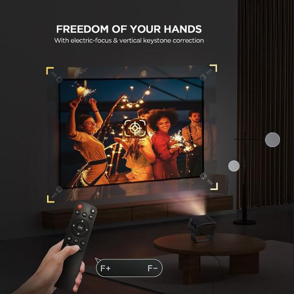 Ehomm K2 Pink 720P Mini Projector Android 11.0 360° Freestyle Smart Projector