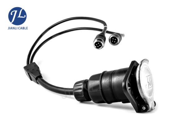 Heavy Duty Car Reverse Camera Cable 4M 7 Pin With Two Channel Connection