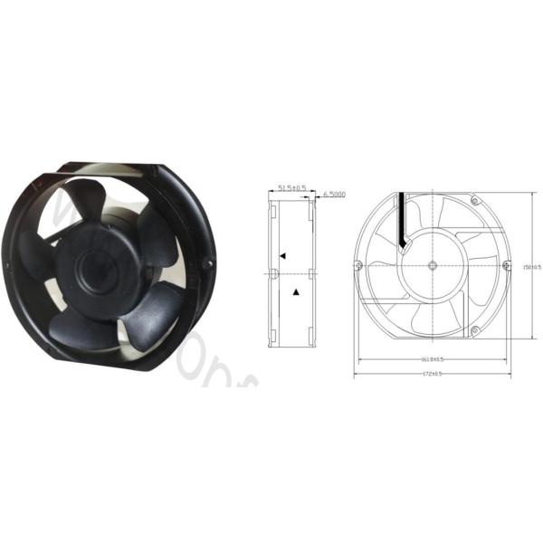 Radiator Cooling AC Brushless Fan High Speed Industrial Equipment 172 X 150 X 51mm