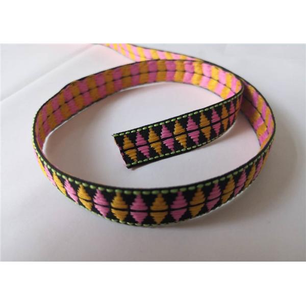 1.5cm Custom Jacquard Ribbon / Polyester Jacquard Webbing Flat Machine Knitting