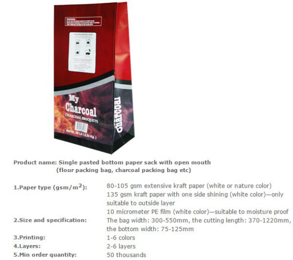 Custom Label Printing Charcoal packaging Paper Bags, charcoal bags, pp/kraft paper bags for charcoal bags